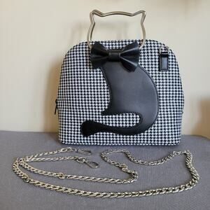 EUC Royal Monk Unique Cute Fun Houndstooth Cat Handbag/Crossbody